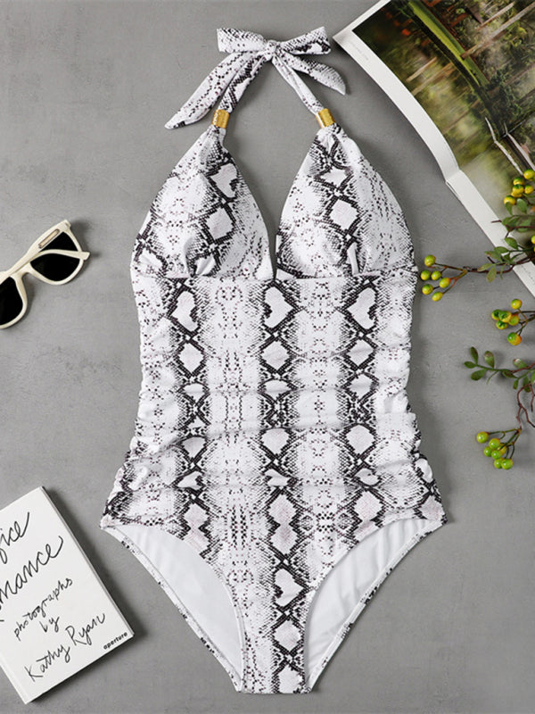 Women's Plunge Halter One-piece Swimsuit