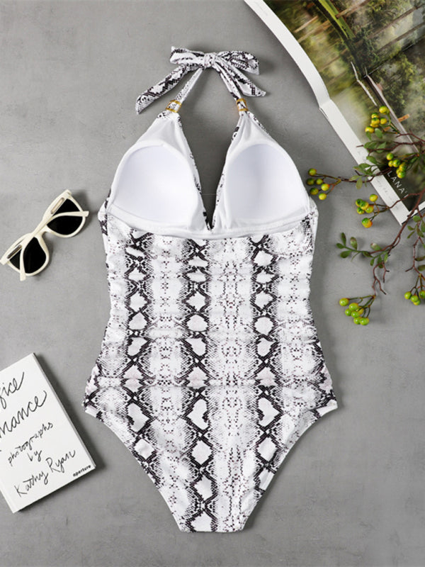 Women's Plunge Halter One-piece Swimsuit