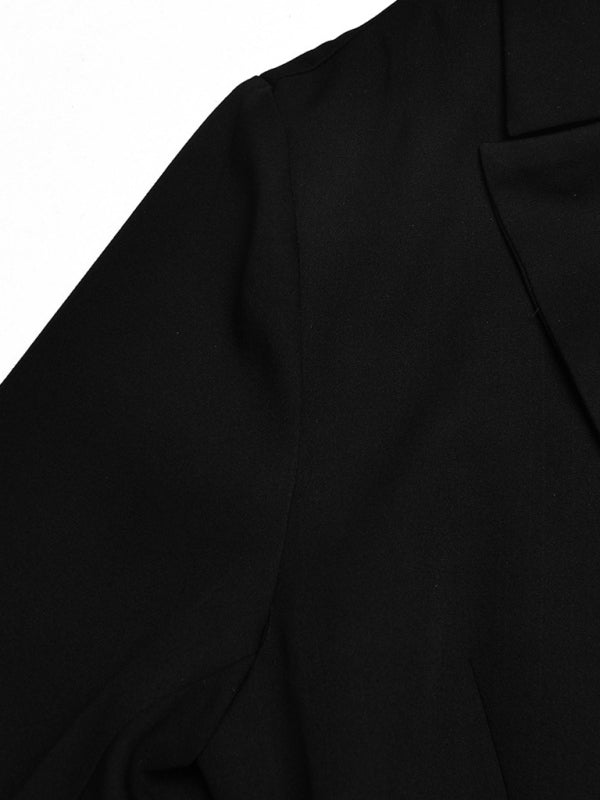 Women's Sexy Fake Two Piece Lapel Long Sleeve Blazer Dress