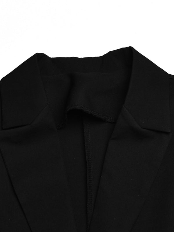 Women's Sexy Fake Two Piece Lapel Long Sleeve Blazer Dress