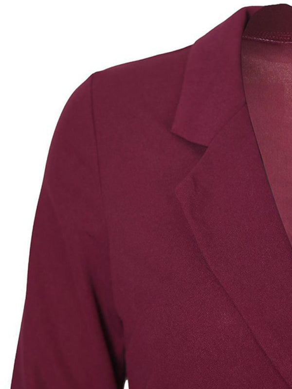 Women's Solid Color Double Breast Gold Hardware Button Suit Dress