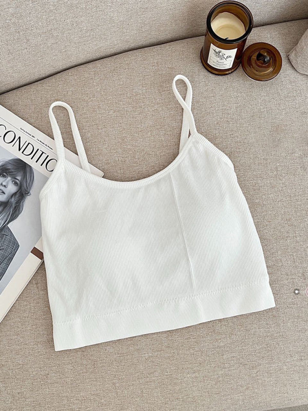 Women's Solid Color Intimately Ribbed Crew-neck Crop Top