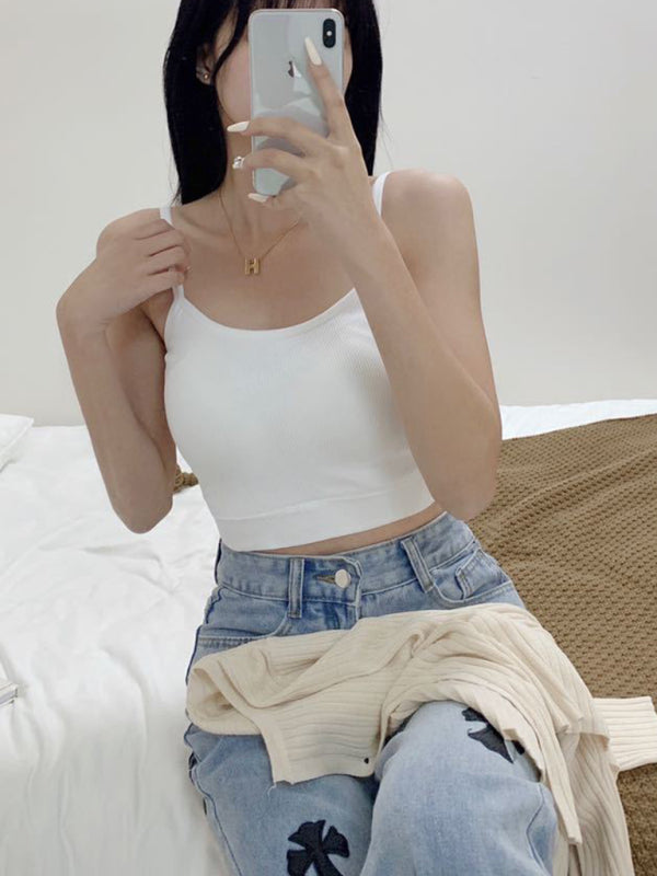 Women's Solid Color Intimately Ribbed Crew-neck Crop Top