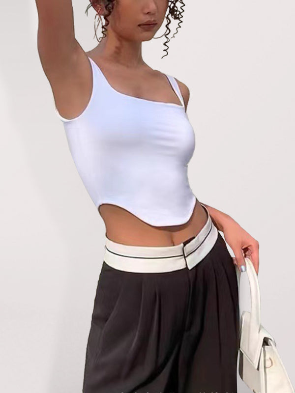 Women's Solid Color Corset Crop Top
