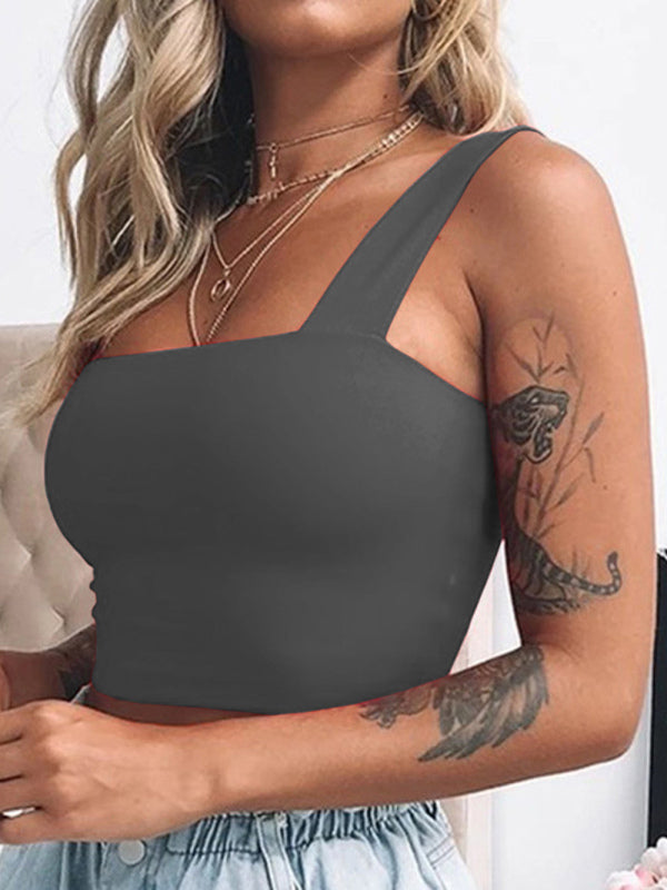 Women's Knitted Slim Casual All-Match Open Navel Square Neck Vest