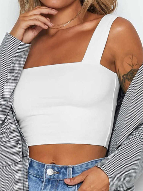 Women's Knitted Slim Casual All-Match Open Navel Square Neck Vest