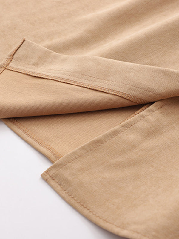 Women's Solid Color Asymmetric Belted Midi Skirt