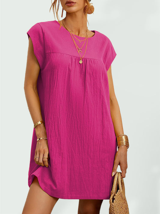 Women's Solid Color Linen Shift Dress