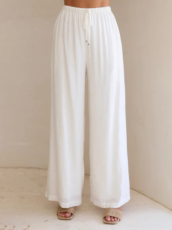 Women's Solid Color Linen Drawstring Pants