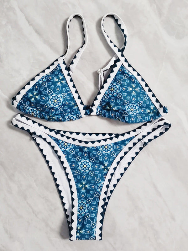 Women's Bohemian Colorful Crochet Triangle Bikini Sets