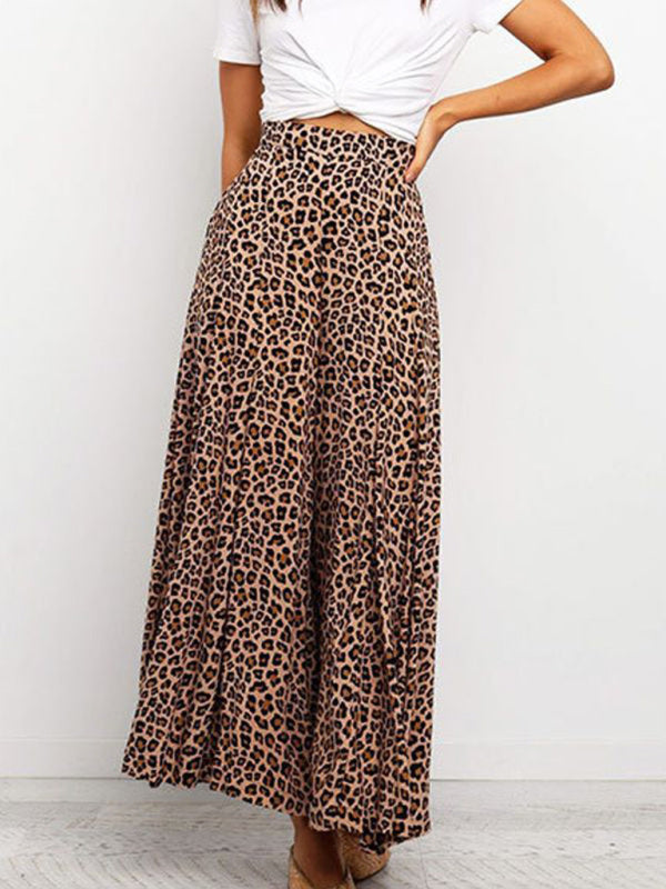 Women's casual fashion loose leopard print wide-leg pants