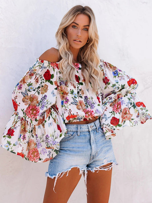 Women's Off-The-Shoulder Floral Print Blouse