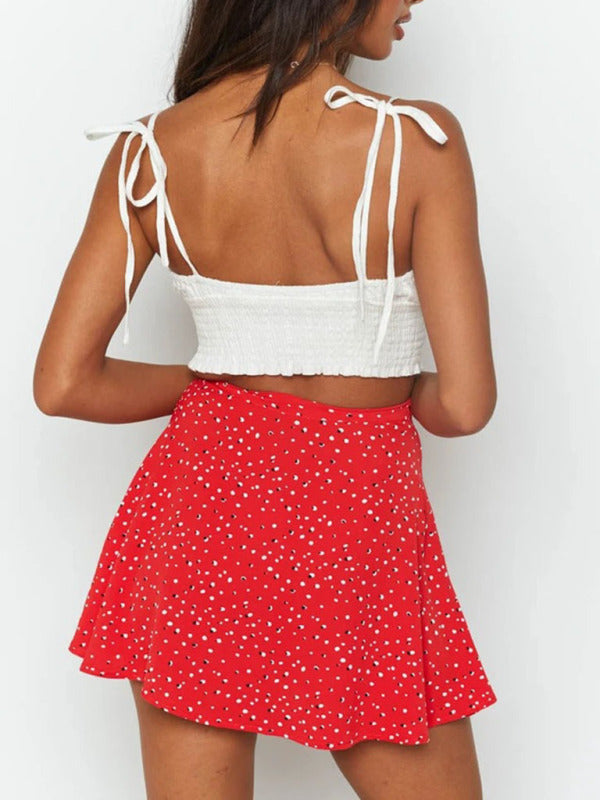 Floral skirt high waist umbrella skirt invisible zipper chiffon printed skirt for women