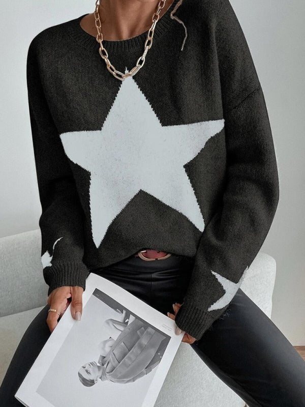 Women's Pullover Round Neck Star Thread Sweater