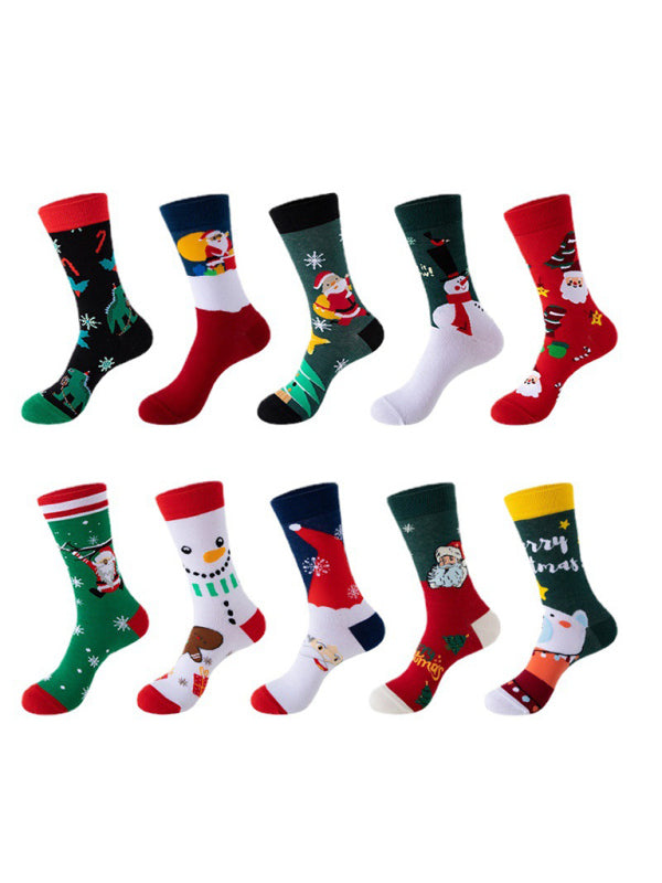New mid-calf socks with Christmas fun patterns (a variety of colors to choose from)