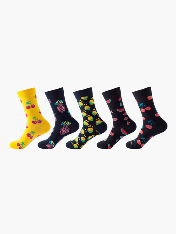 New basketball Christmas fun pattern mid-calf socks (a variety of colors to choose from) 5 pairs