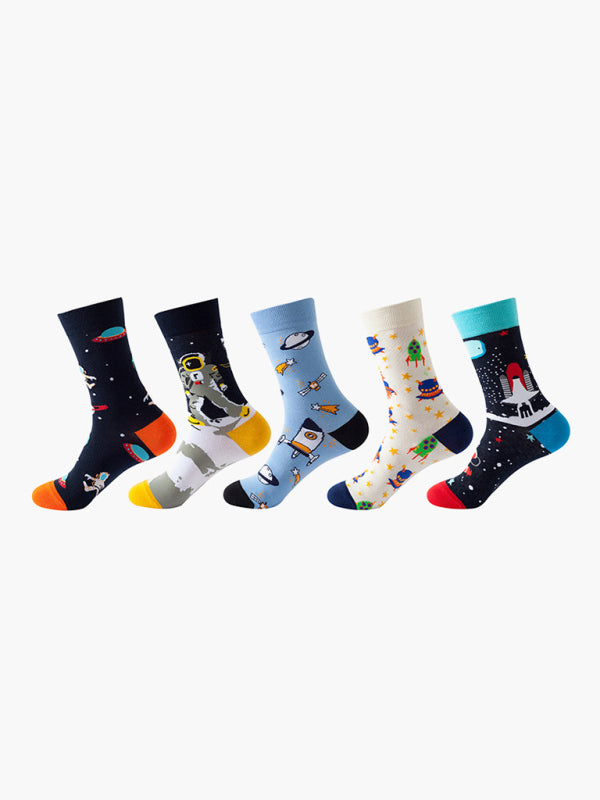 New basketball Christmas fun pattern mid-calf socks (a variety of colors to choose from) 5 pairs