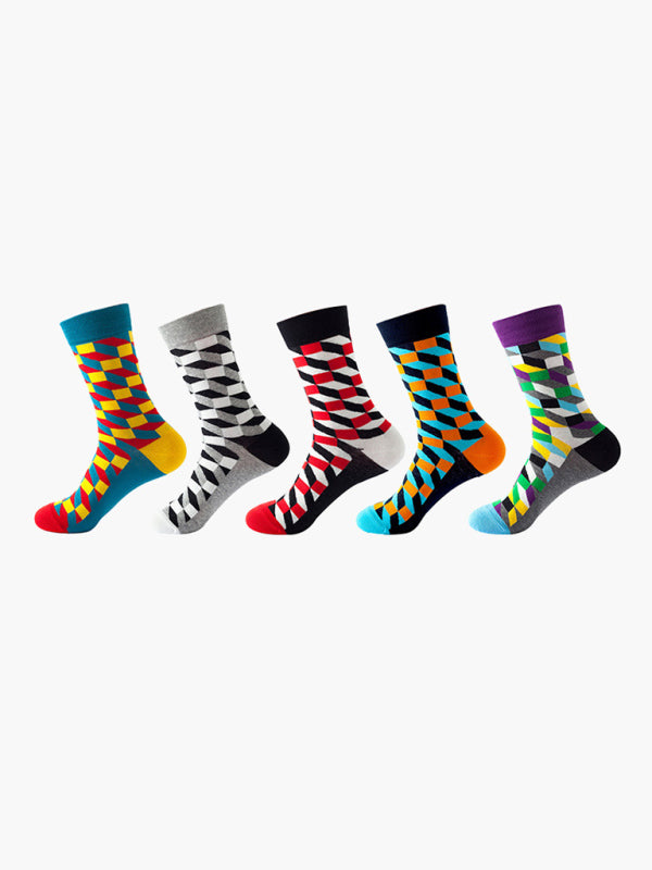 New basketball Christmas fun pattern mid-calf socks (a variety of colors to choose from) 5 pairs