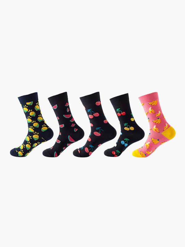 New basketball Christmas fun pattern mid-calf socks (a variety of colors to choose from) 5 pairs