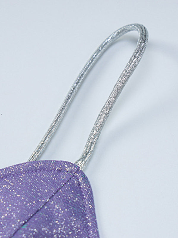 New women's sexy ladylike style breast-wrapped and stitched hollow bright silk suspender dress