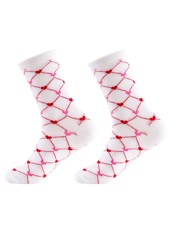New Valentine's Day Series Mid-calf Socks Knitted Jacquard Cotton Socks Heart Pattern