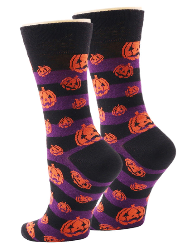 New Autumn and Winter Halloween Pumpkin Devil Bat Cartoon Mid-calf Socks