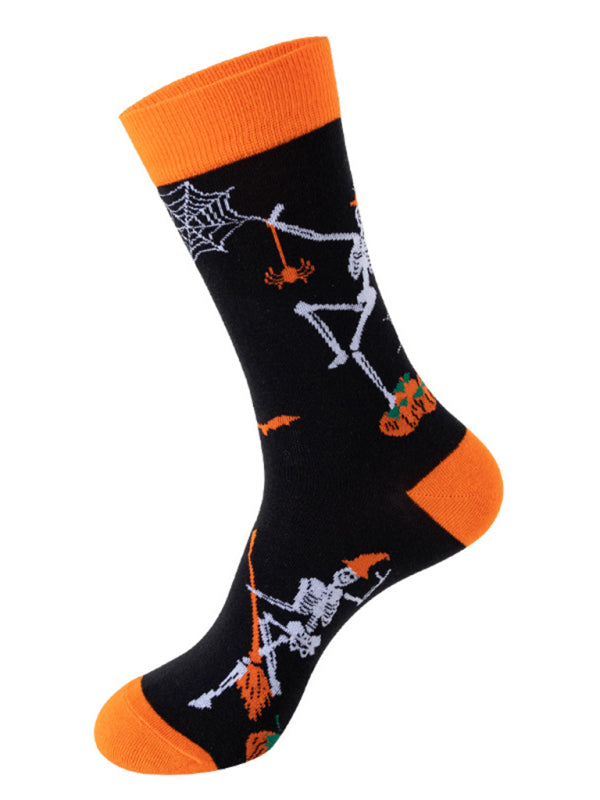 New Trendy Halloween Socks Mid-Tube Skull Vampire Pumpkin Bat Funny Socks