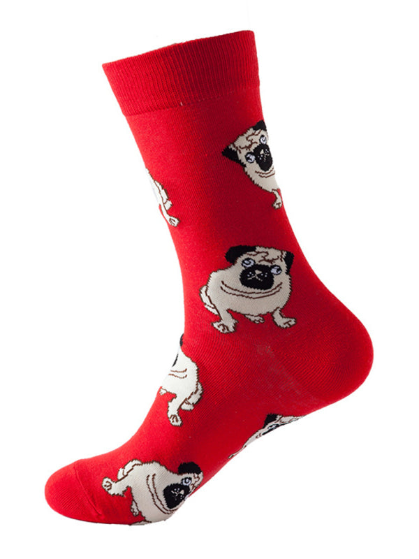 New trendy fun animal dog pattern mid-calf socks