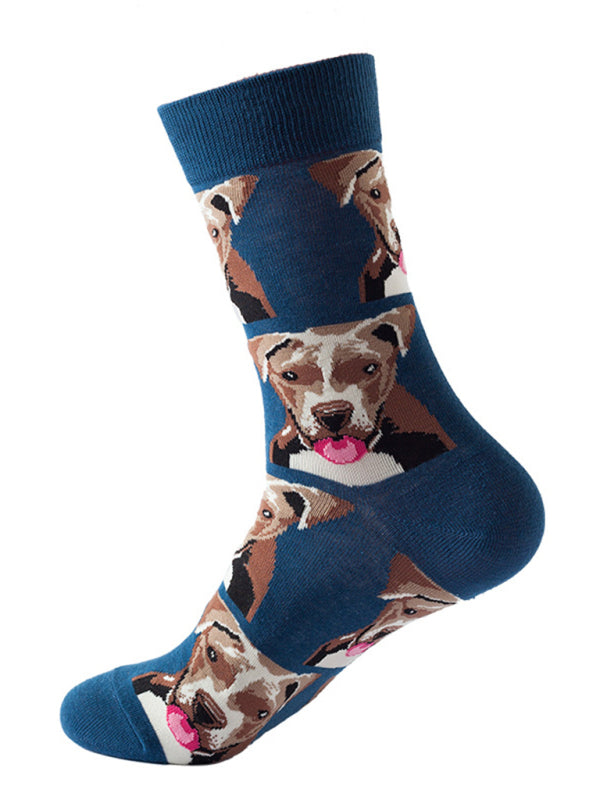New trendy fun animal dog pattern mid-calf socks