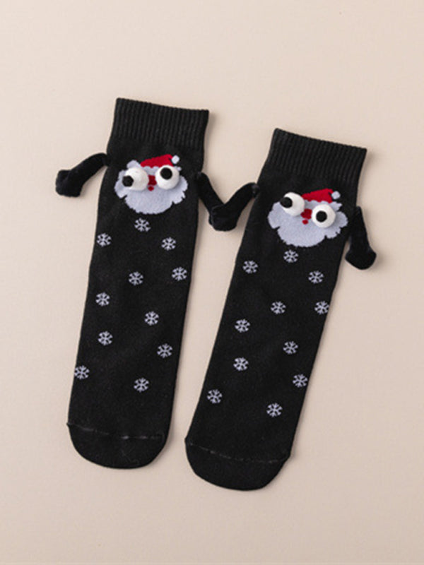 New Christmas gift knitted holding hands socks magnetic socks funny personalized couple socks