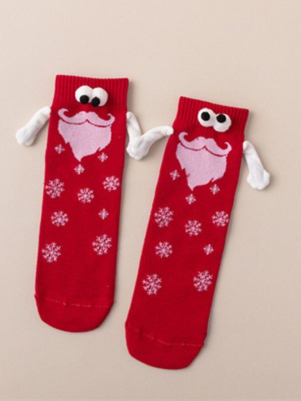 New Christmas gift knitted holding hands socks magnetic socks funny personalized couple socks