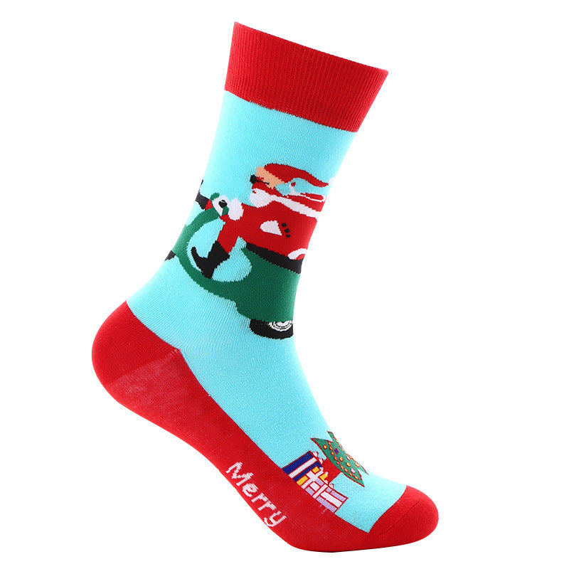 New Christmas mid-calf socks Santa Claus pure cotton socks