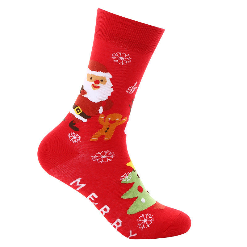 New Christmas mid-calf socks Santa Claus pure cotton socks