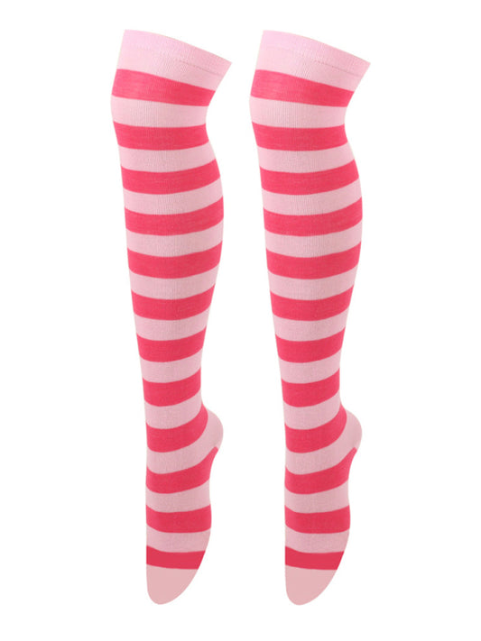 New daily casual over-the-knee socks for women long Christmas and Halloween striped stockings