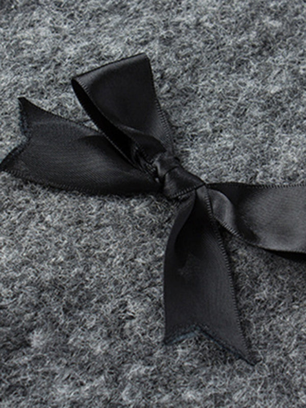 Women's round neck loose bow pullover sweater