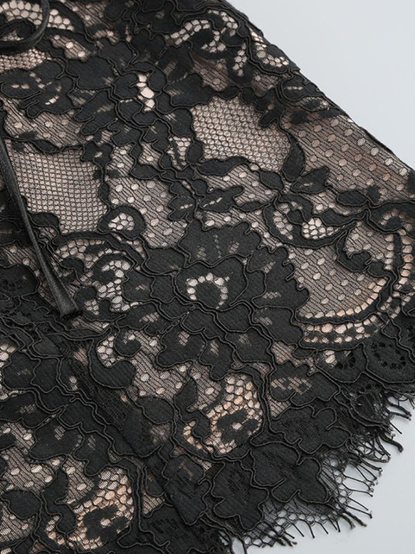 Women's Sexy Lace See-through Splicing Waist Tube Dress