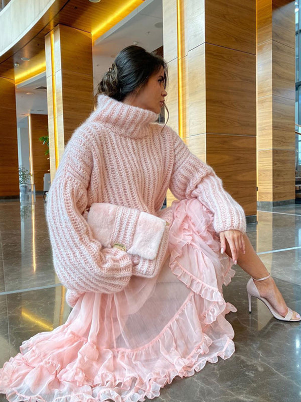 Women's fashion new fluffy long sleeve pullover sweater sweater