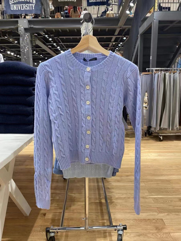 Women's retro twist single-breasted knitted cardigan