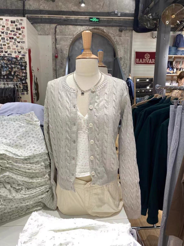 Women's retro twist single-breasted knitted cardigan