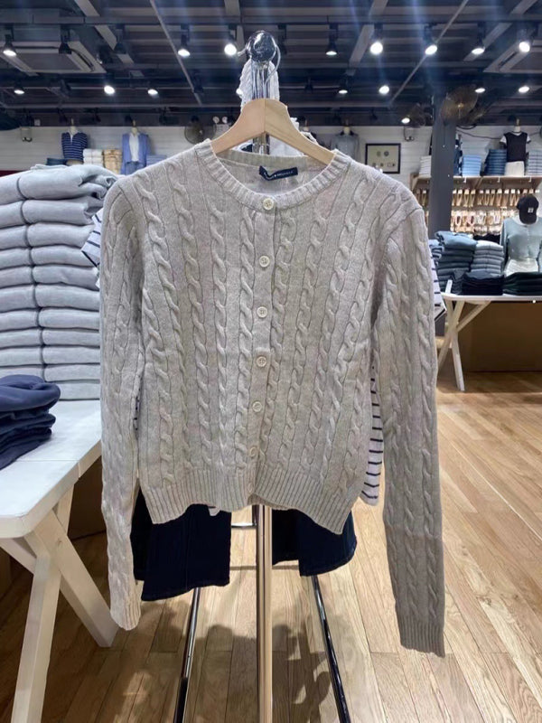 Women's retro twist single-breasted knitted cardigan