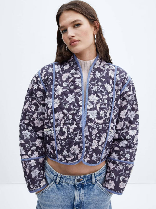 Women's fashion versatile cotton double-sided fabric jacket cotton jacket (reversible)