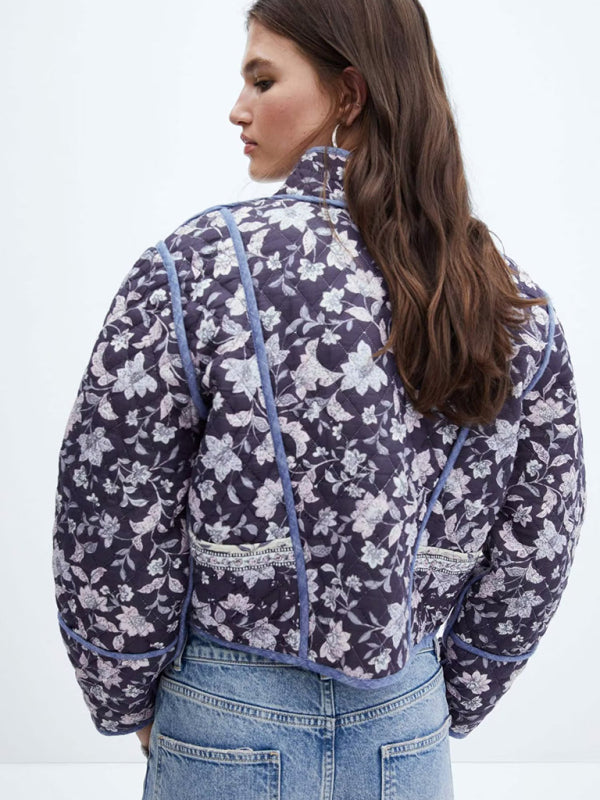 Women's fashion versatile cotton double-sided fabric jacket cotton jacket (reversible)