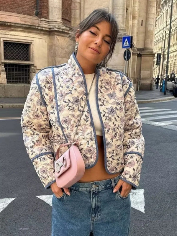 Women's fashion versatile cotton double-sided fabric jacket cotton jacket (reversible)