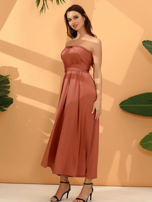 New multi-wear Fado rope cross backless sexy bandage dress long skirt dress