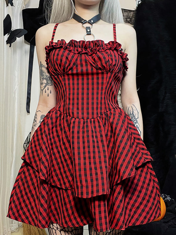 2022 Fall New Corset A Swing Plaid Dress