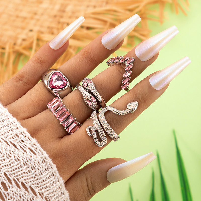 Popular jewelry ring jewelry snake-shaped love ins style five-piece ring female