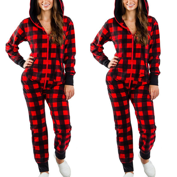 Women's elk print one-piece home wear pajamas