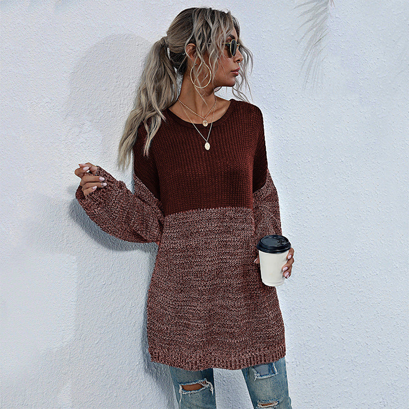 women's mid-length long sleeve knitted sweater